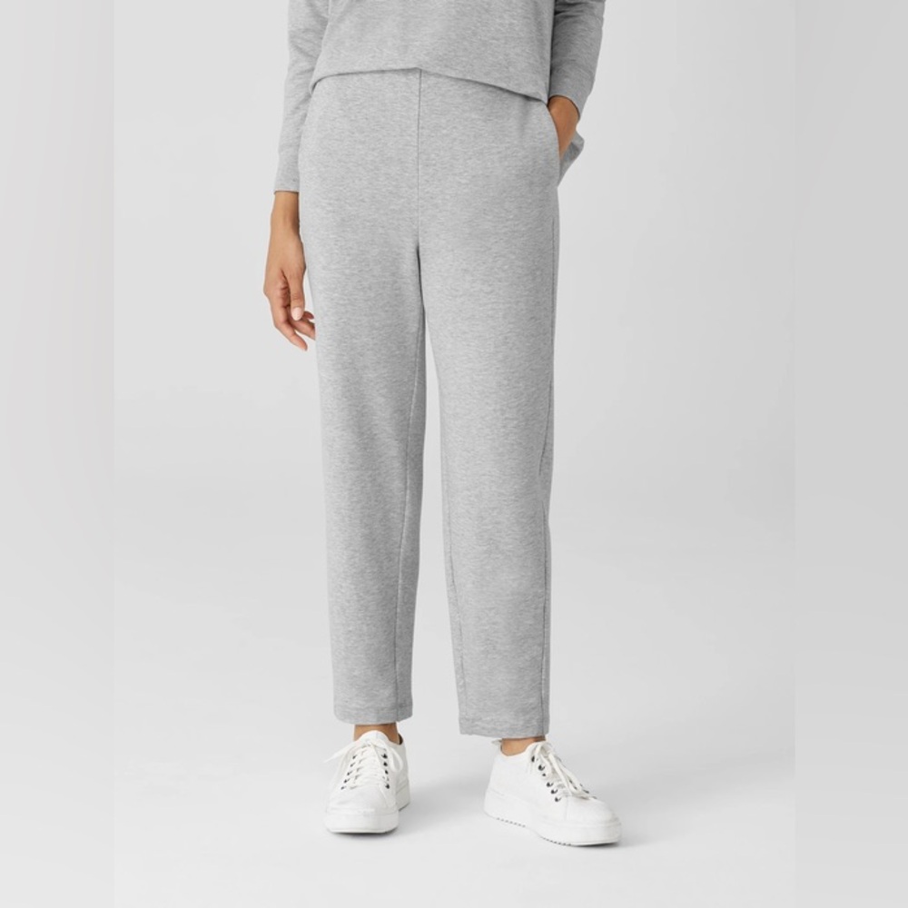 Eileen Fisher Cozy Brushed Terry Hug Slouchy Pants Light Gray Jogger Sweatpants